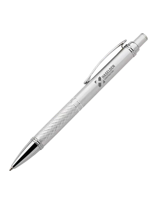 Silver Stellar Scribe Pen - Black Ink w/Haselden Construction Logo