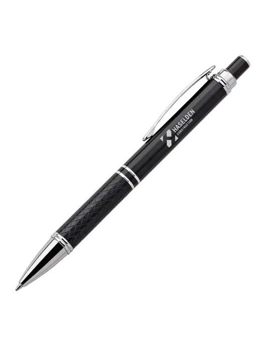 Black Stellar Scribe Pen - Black Ink w/Haselden Construction Logo