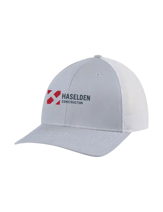 Richardson Adjustable Snapback Original 112 Trucker Cap Light Heather Grey w/White Mesh w/Haselden Construction Logo