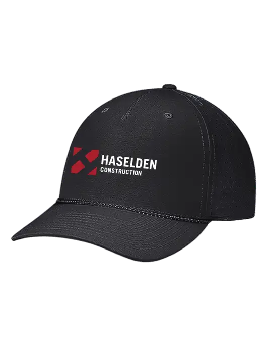 Richardson Laser Perf Performance Black/Black-Grey Rope Cap w/Haselden Construction Logo