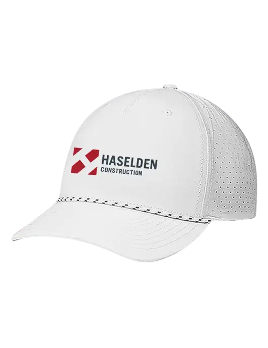 Richardson Laser Perf Performance White/White-Black Rope Cap w/Haselden Construction Logo