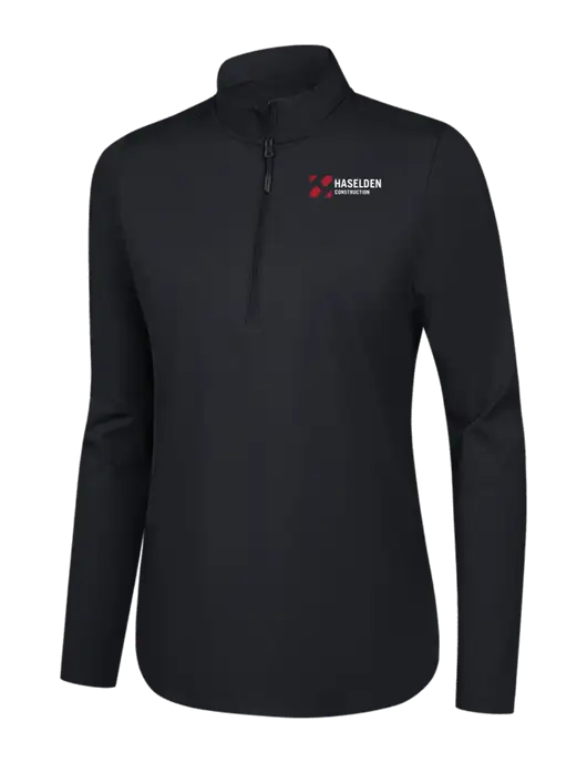  Womens Black C-FREE Double Knit 1/4-Zip w/Haselden Construction Logo