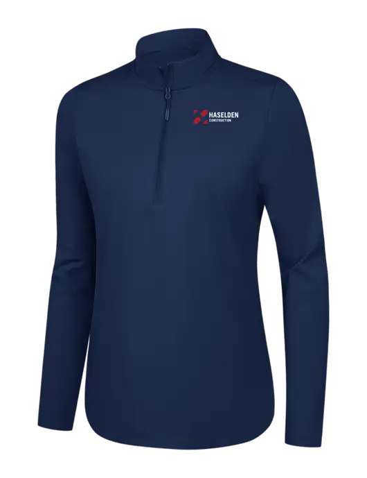  Womens Dark Navy C-FREE Double Knit 1/4-Zip w/Haselden Construction Logo