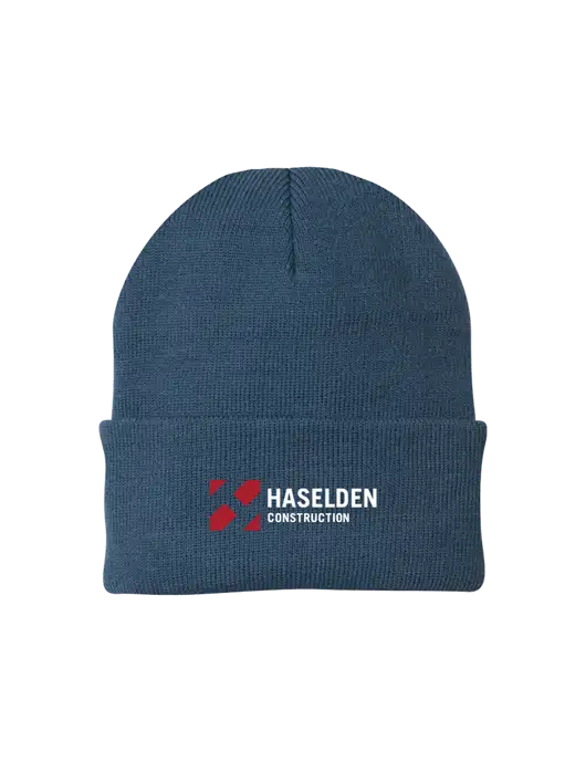 Dark Slate Knit Cap w/Haselden Construction Logo