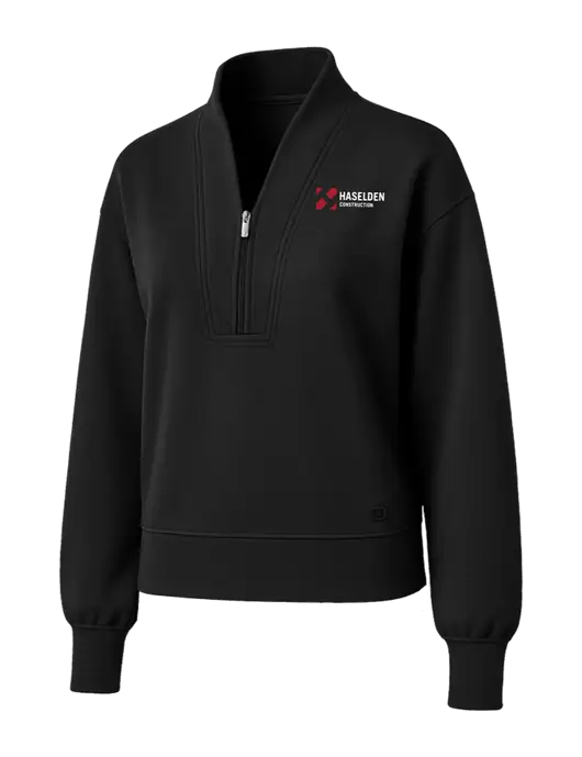 OGIO Womens Black Transcend 1/4-Zip w/Haselden Construction Logo