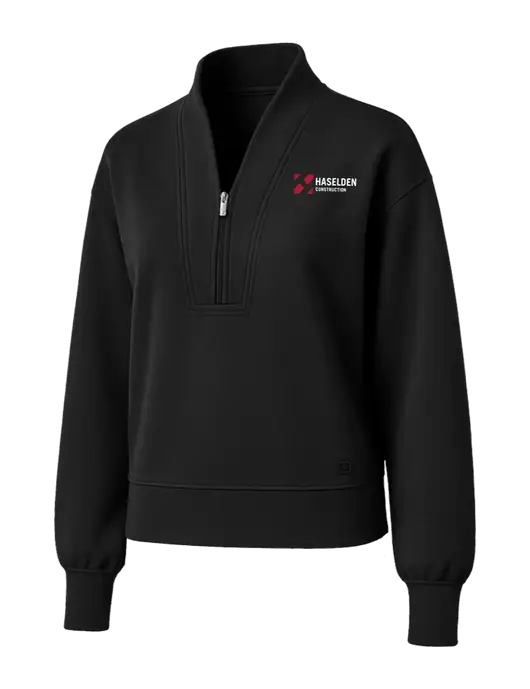 OGIO Womens Black Transcend 1/4-Zip w/Haselden Construction Logo