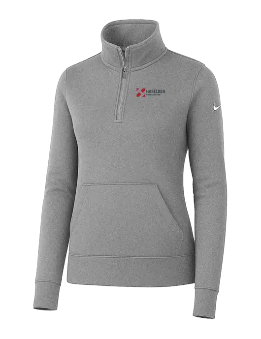 Nike Womens Light Grey Heather Club Fleece Sleeve Swoosh 1/2-Zip w/Haselden Construction Logo