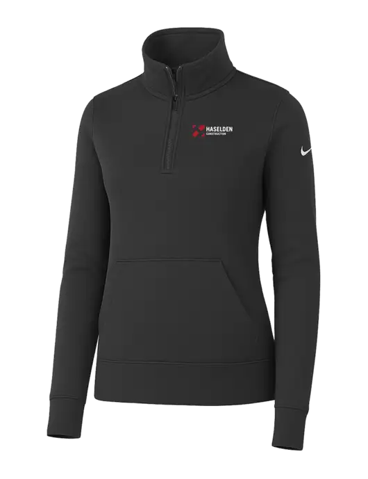 Nike Womens Dark Grey Club Fleece Sleeve Swoosh 1/2-Zip w/Haselden Construction Logo