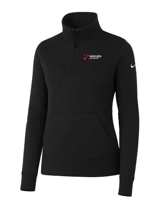 Nike Womens Black Club Fleece Sleeve Swoosh 1/2-Zip w/Haselden Construction Logo