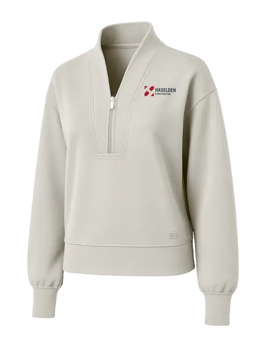 OGIO Womens Ivory Transcend 1/4-Zip w/Haselden Construction Logo