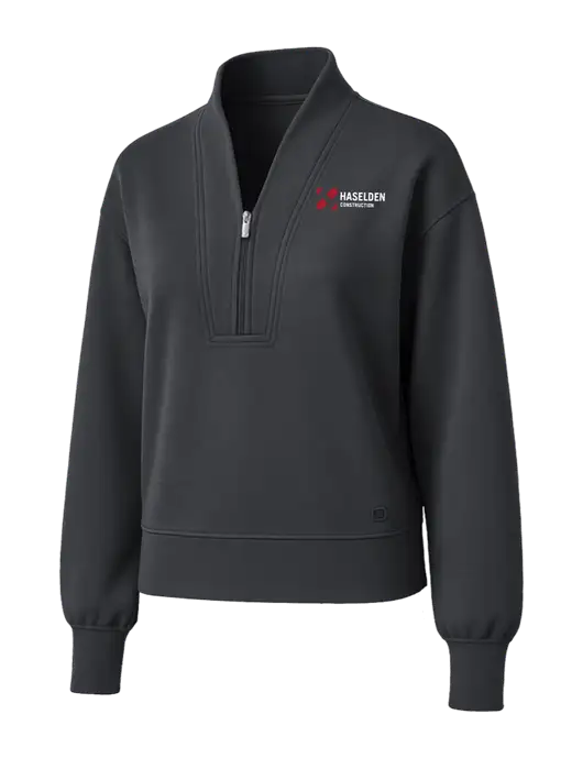 OGIO Womens Dark Grey Transcend 1/4-Zip w/Haselden Construction Logo