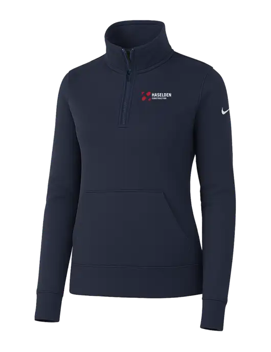 Nike Womens Dark Navy Club Fleece Sleeve Swoosh 1/2-Zip w/Haselden Construction Logo