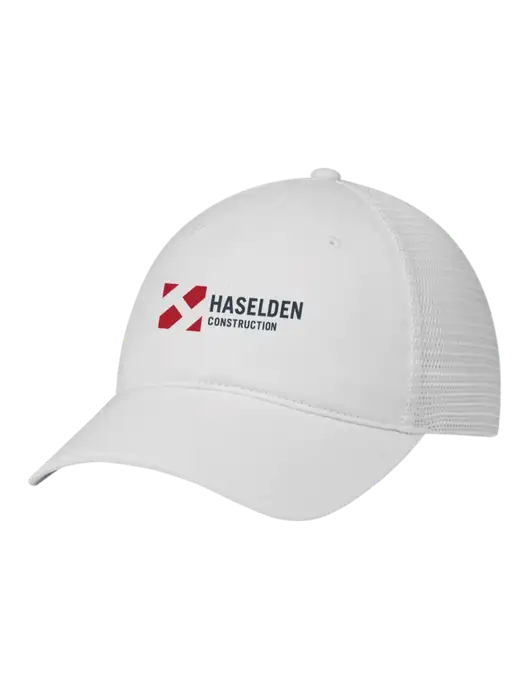 Richardson 111 Garment Washed Trucker Cap White w/White Mesh w/Haselden Construction Logo