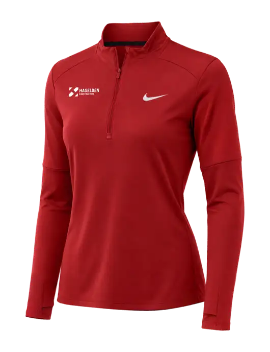 Nike Red Womens Dri-FIT Element 1/2-Zip Pullover w/Haselden Construction Logo