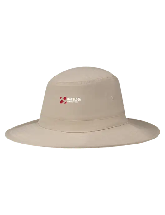 Tan Booney Sun Hat w/Haselden Construction Logo