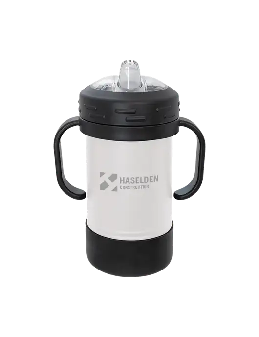 Polar Camel 10 oz Powder Coated White Sippy Cup w/Haselden Construction Logo