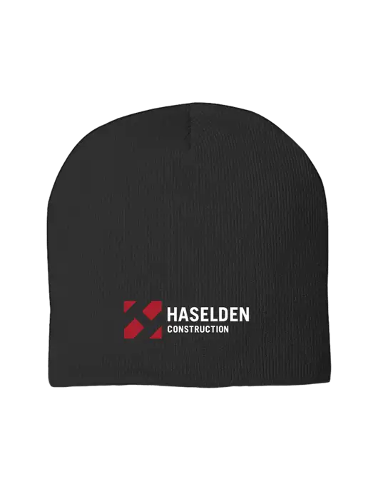Solid Black Element Knit Beanie w/Haselden Construction Logo