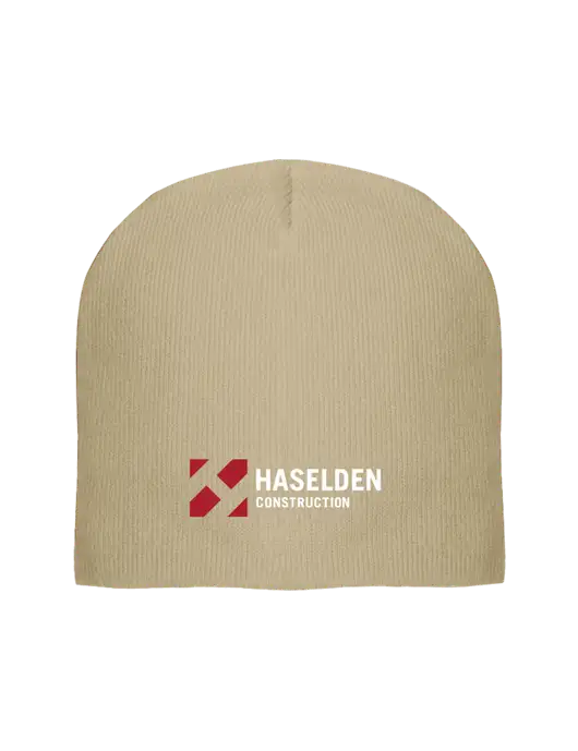 Solid Tan Element Knit Beanie w/Haselden Construction Logo