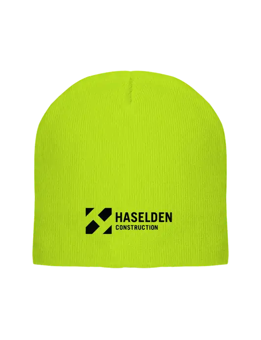 Safety Yellow Element Knit Beanie w/Haselden Construction Logo