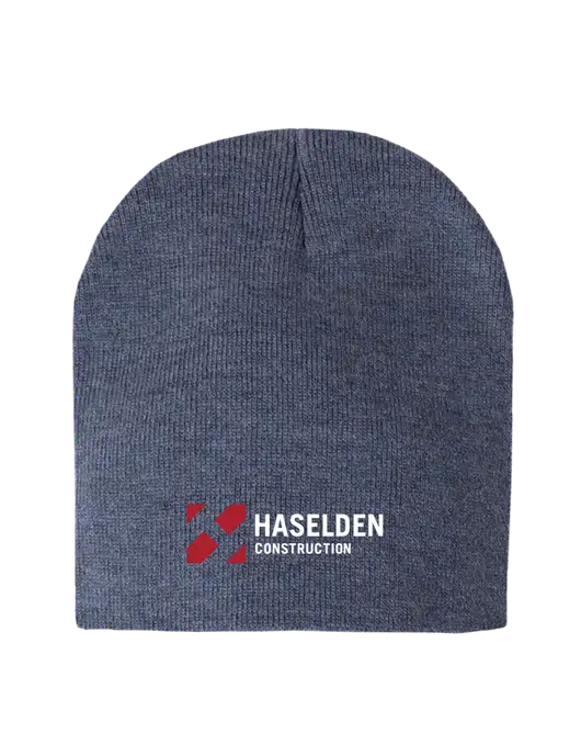 Navy Heather Element Knit Beanie w/Haselden Construction Logo