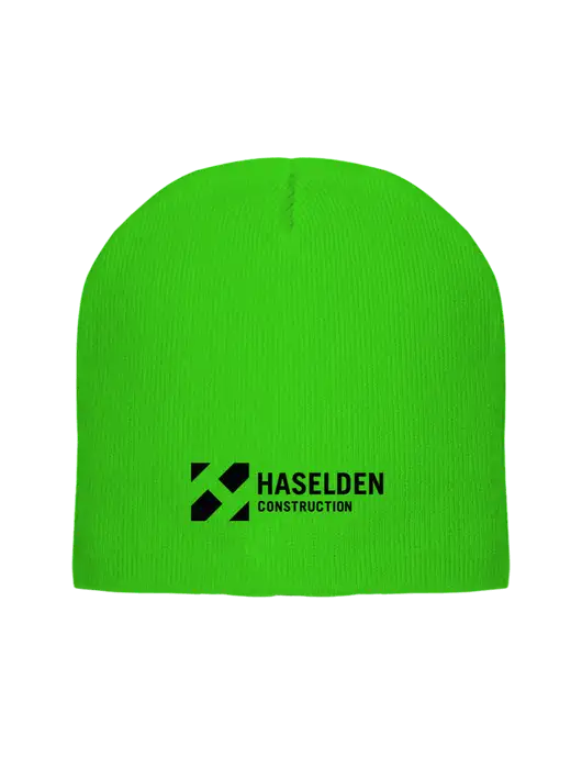 Safety Green Element Knit Beanie w/Haselden Construction Logo