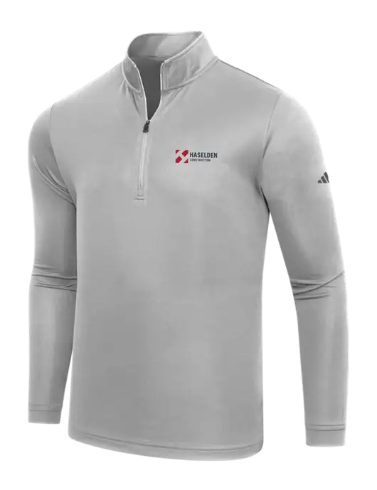 Adidas Medium Grey  Lightweight Quarter Zip Pullover w/Haselden Construction Logo