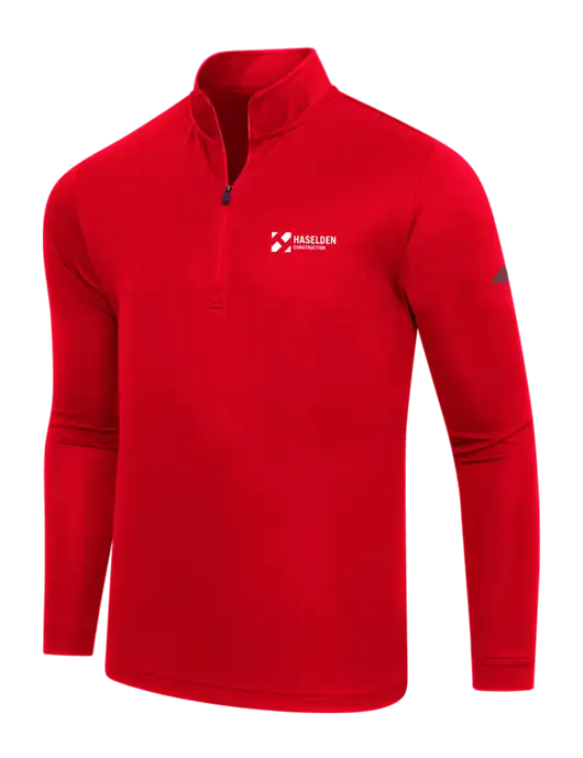 Adidas Red Lightweight Quarter Zip Pullover w/Haselden Construction Logo