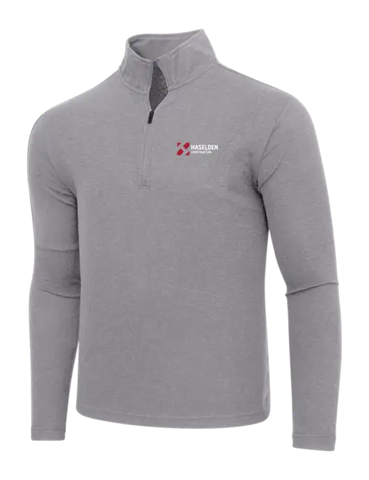 Adidas Medium Grey Melange 3 Stripes Quarter Zip Sweater w/Haselden Construction Logo