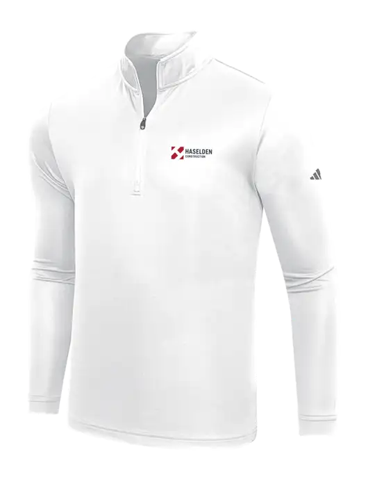 Adidas White  Lightweight Quarter Zip Pullover w/Haselden Construction Logo