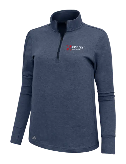 Adidas Navy Melange Womens 3 Stripes Quarter Zip Sweater w/Haselden Construction Logo