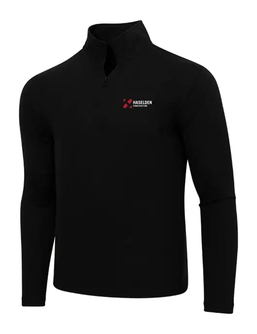 Adidas  Black Melange 3 Stripes Quarter Zip Sweater w/Haselden Construction Logo