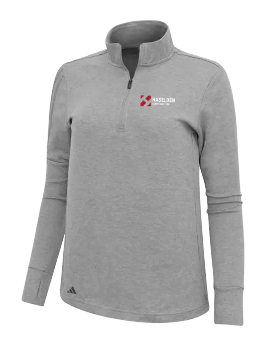 Adidas Light Grey Melange Womens 3 Stripes Quarter Zip Sweater w/Haselden Construction Logo