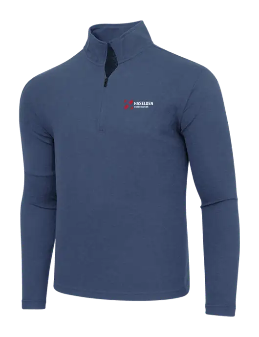 Adidas  Navy  Melange 3 Stripes Quarter Zip Sweater w/Haselden Construction Logo