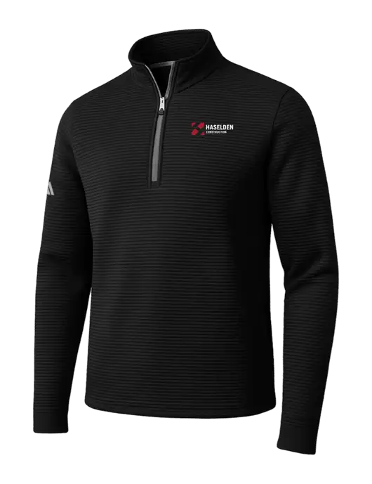 Adidas Black Spacer Quarter-Zip Pullover w/Haselden Construction Logo