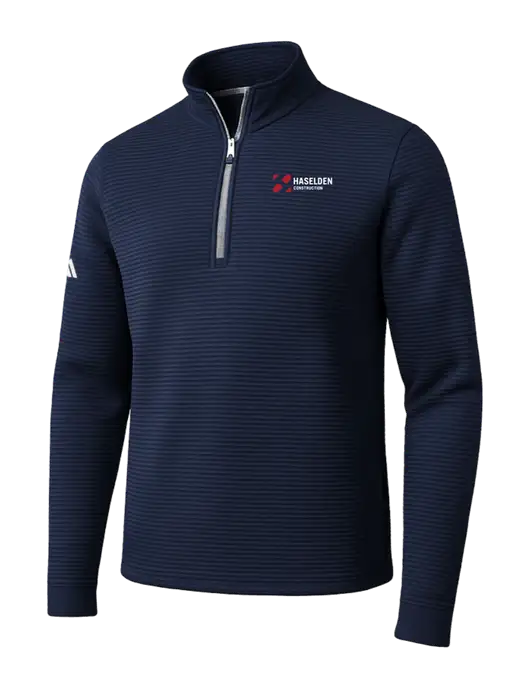 Adidas Navy Spacer Quarter-Zip Pullover w/Haselden Construction Logo