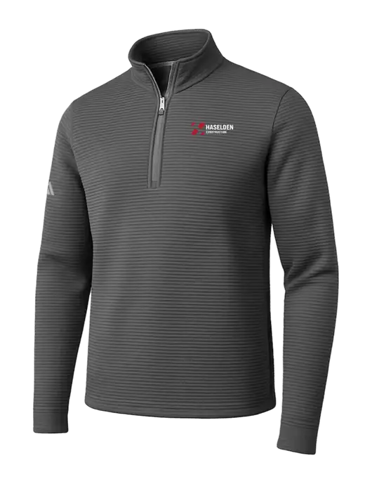 Adidas Medium Grey Spacer Quarter-Zip Pullover w/Haselden Construction Logo