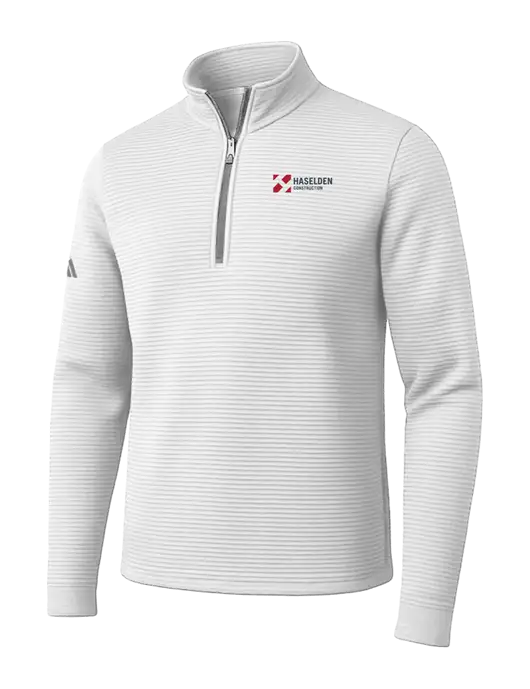 Adidas White Spacer Quarter-Zip Pullover w/Haselden Construction Logo