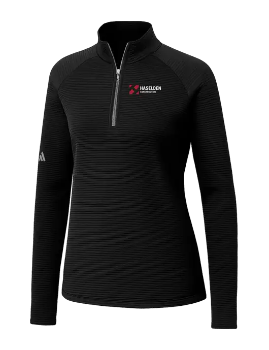 Adidas Womens Black Spacer Quarter-Zip Pullover  w/Haselden Construction Logo