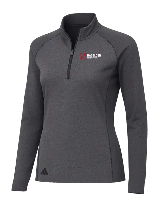 Adidas Womens Black Melange Space Dyed Quarter-Zip Pullover  w/Haselden Construction Logo