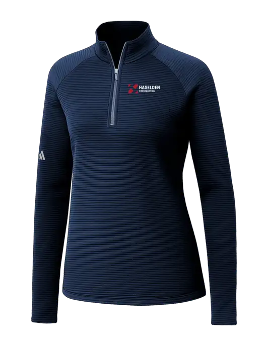 Adidas Womens Navy Spacer Quarter-Zip Pullover  w/Haselden Construction Logo