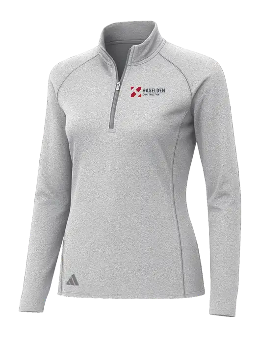 Adidas Womens Light Grey Heather Space Dyed Quarter-Zip Pullover  w/Haselden Construction Logo