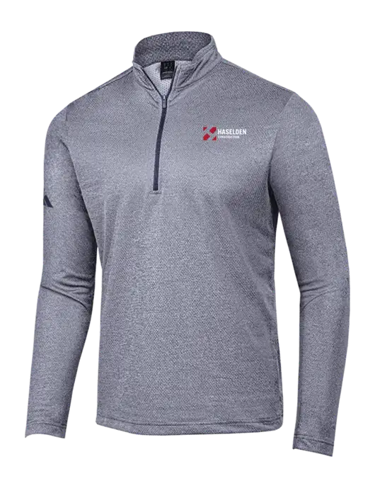 Adidas Navy Melange Space Dyed Quarter-Zip Pullover w/Haselden Construction Logo