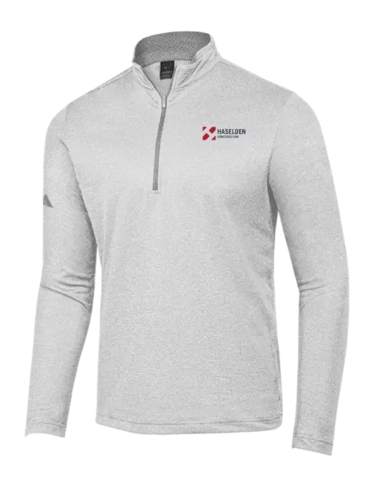 Adidas Light Grey Heather Space Dyed Quarter-Zip Pullover w/Haselden Construction Logo
