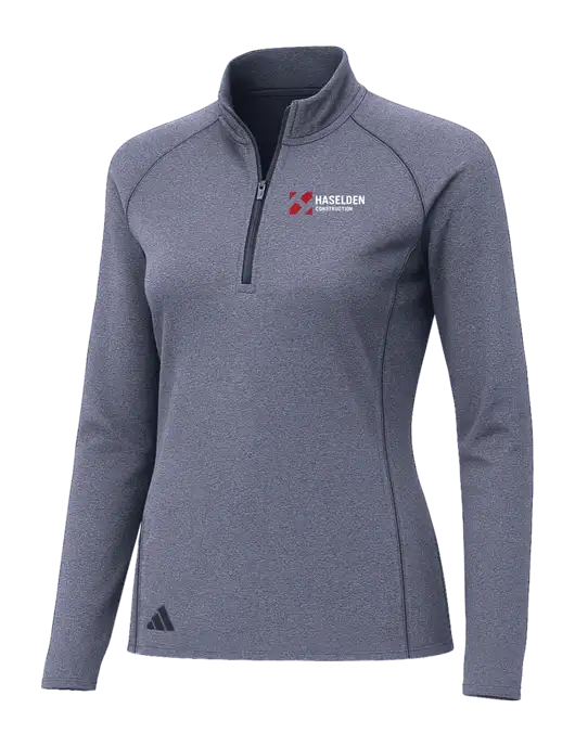 Adidas Womens Navy Melange Space Dyed Quarter-Zip Pullover  w/Haselden Construction Logo