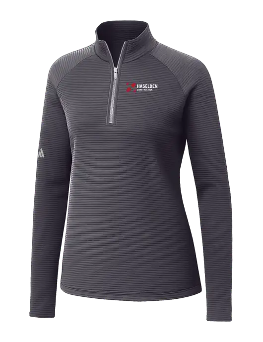 Adidas Womens Medium Grey Spacer Quarter-Zip Pullover  w/Haselden Construction Logo
