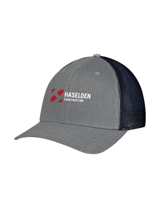 Richardson Adjustable Snapback Original 112 Trucker Cap Heather Grey w/Navy Mesh w/Haselden Construction Logo