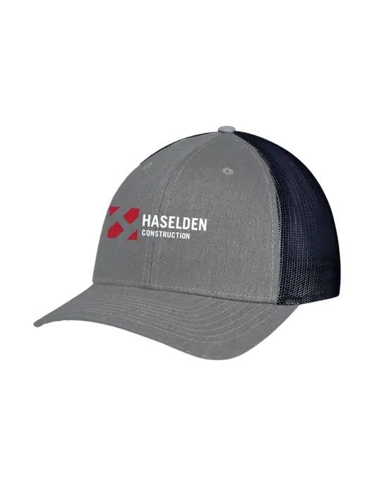 Richardson Adjustable Snapback Original 112 Trucker Cap Heather Grey w/Navy Mesh w/Haselden Construction Logo