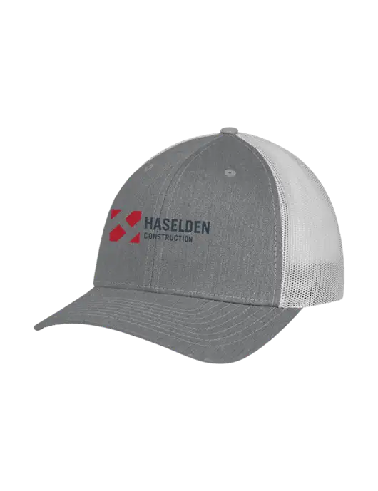 Richardson Adjustable Snapback Original 112 Trucker Cap Heather Grey w/Light Grey Mesh w/Haselden Construction Logo