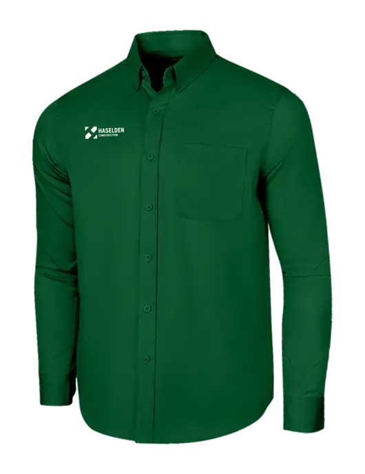 Long Sleeve Dark Green Superpro React Twill Shirt w/Haselden Construction Logo