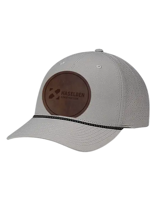 Richardson Laser Perf Performance Light Grey/Black-Grey Rope Cap w/Haselden Construction Leather Patch Logo